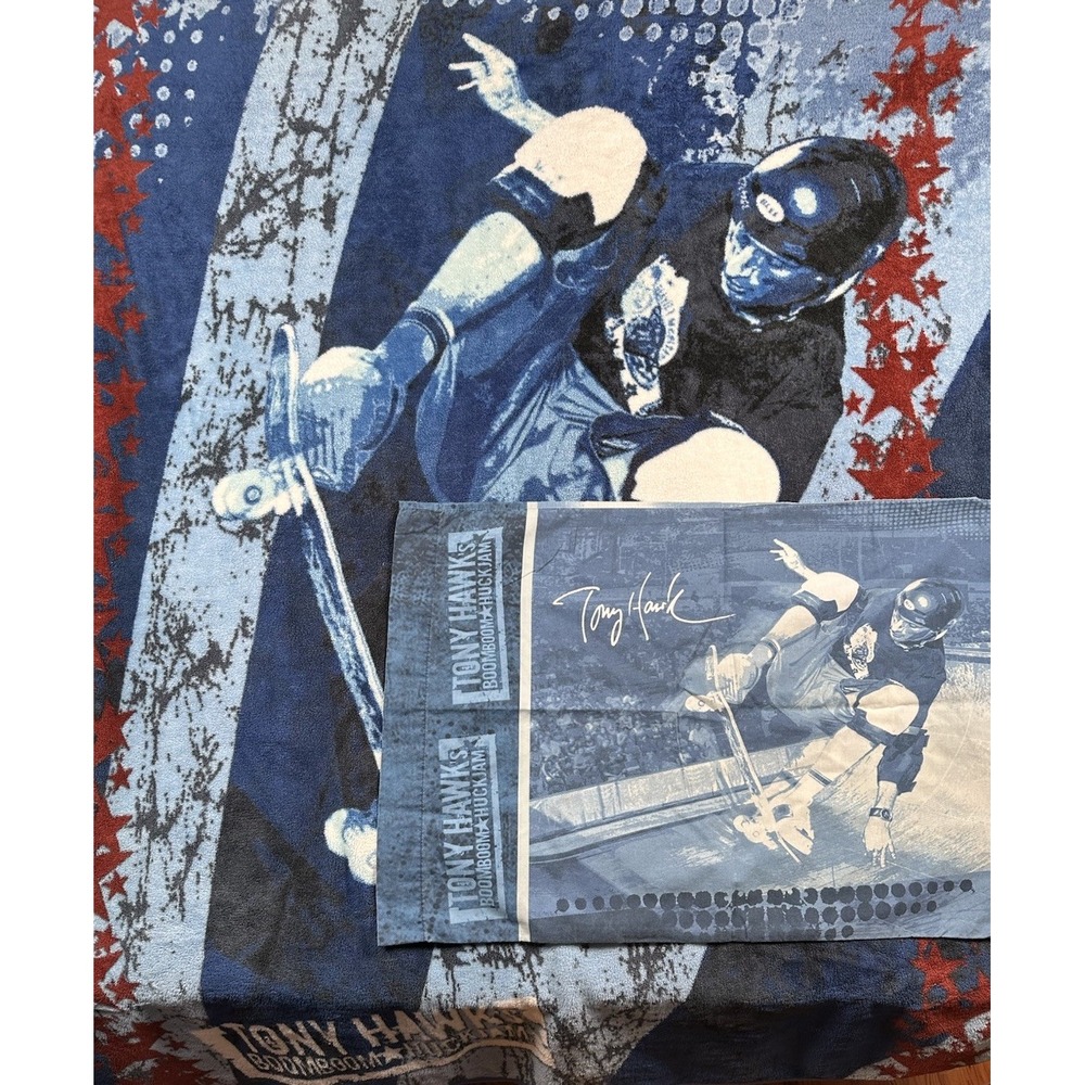 Vintage BoomBoom Huck Jam Tony‎ Hawk Travis Pastrana Blanket & Pillowcase RARE